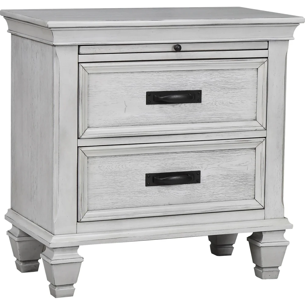 Franco 2-drawer Nightstand Antique White - Compact Bedside Table
