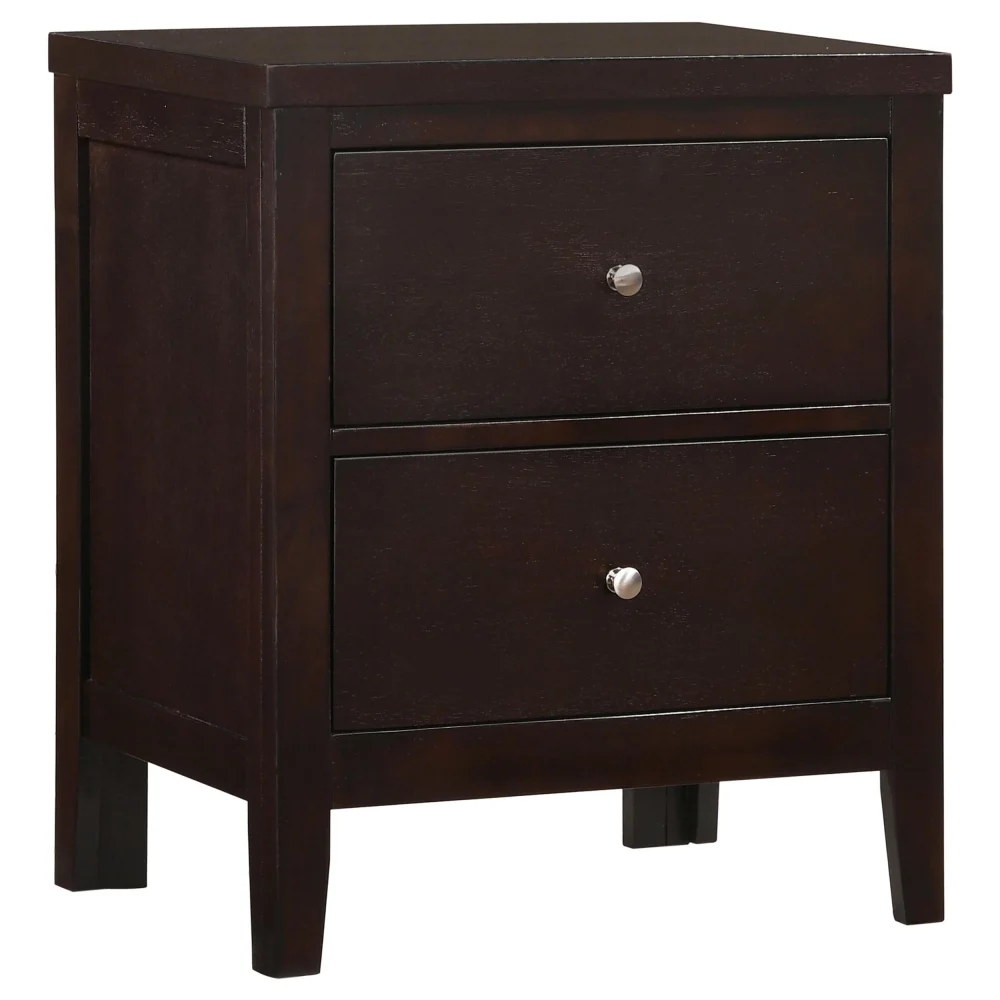 Carlton 2-Drawer Rectangular Nightstand Cappuccino Bedside End Table