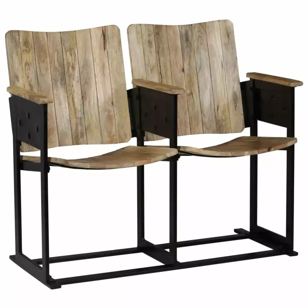 vidaXL 2-Seater Bench in Solid Mango Wood and Steel for Indoor Outdoor Use