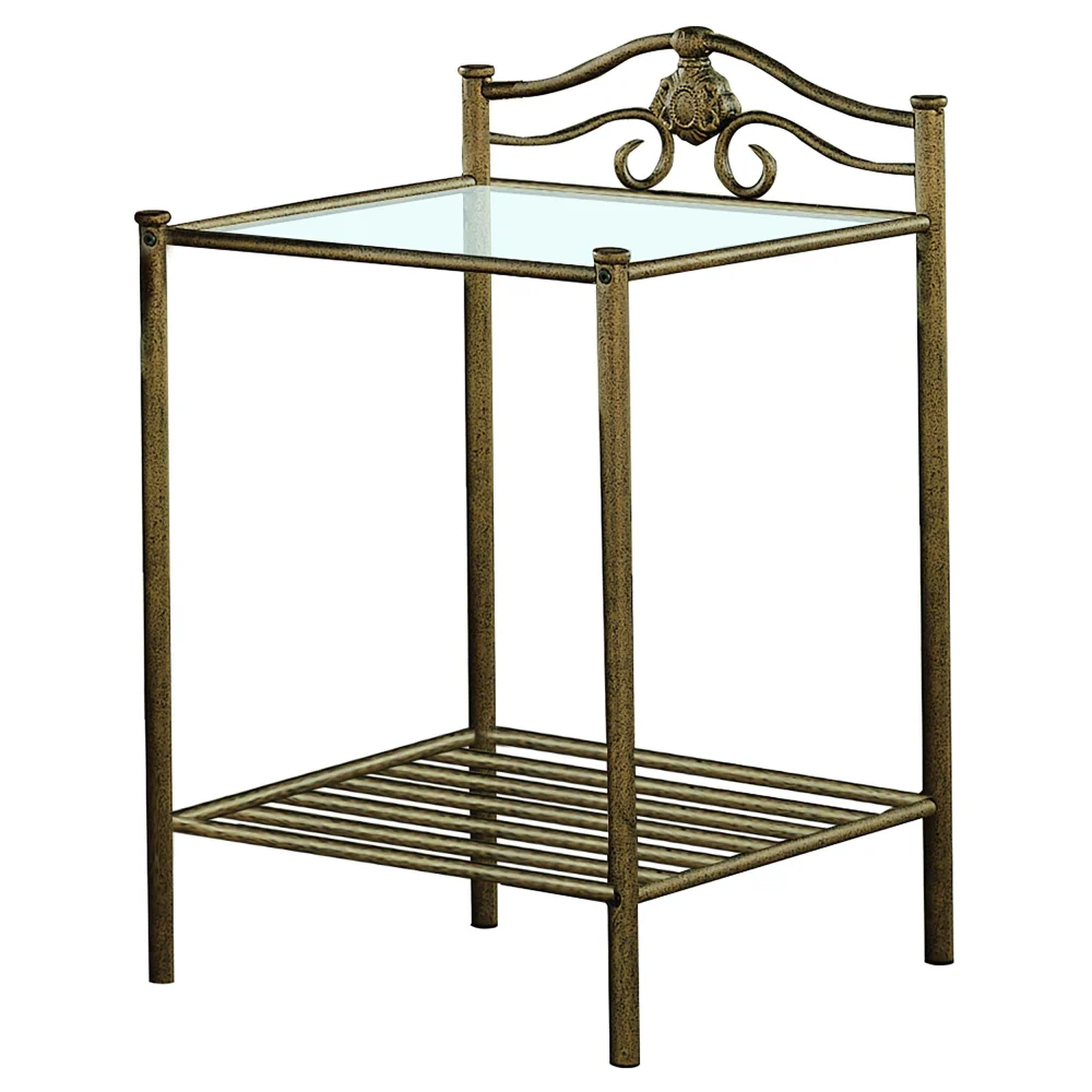 Sydney 2-Shelf Nightstand Antique Brushed Gold Finish