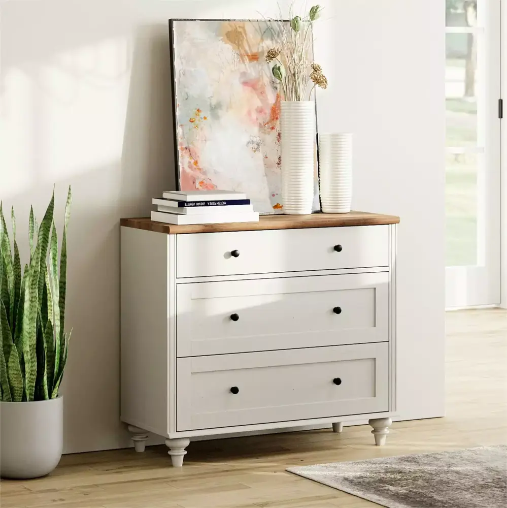 3 Drawer Dresser White Kids Dresser Mid Century Modern for Living Room Hallway Nursery