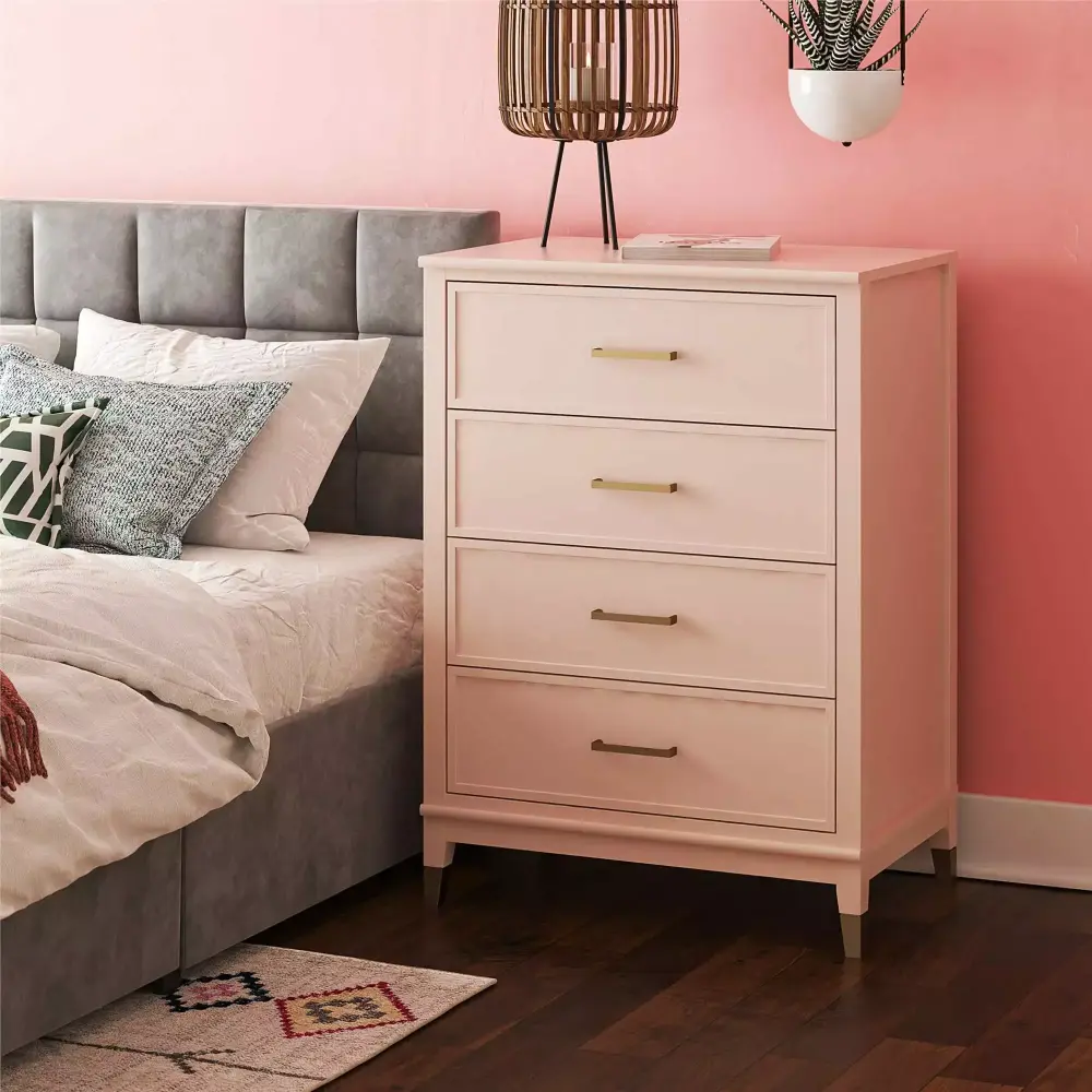 CosmoLiving by Cosmopolitan Westerleigh 4-Drawer Dresser Pale Pink