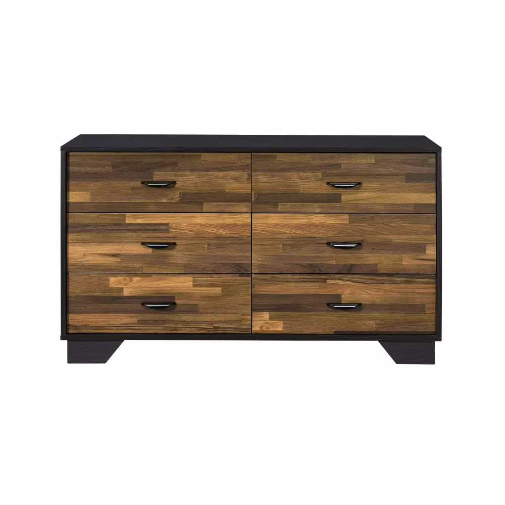 LANTRO JS Dresser in Walnut Black Finish Modern Bedroom Storage Cabinet