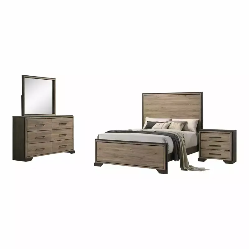 Baker 4-Piece Queen Bedroom Set in Brown and Light Taupe