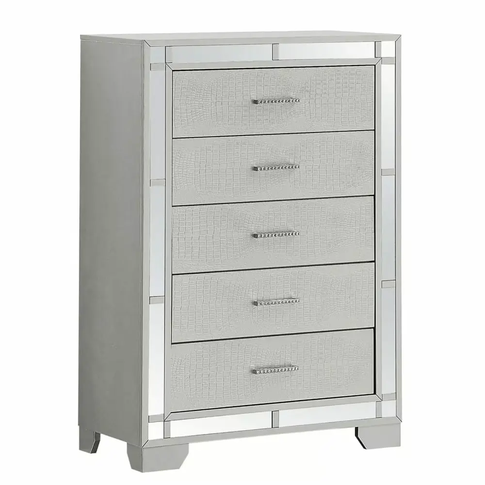 Glory Furniture 5 Drawer Chest Silver Champagne - Luxurious Bedroom Storage