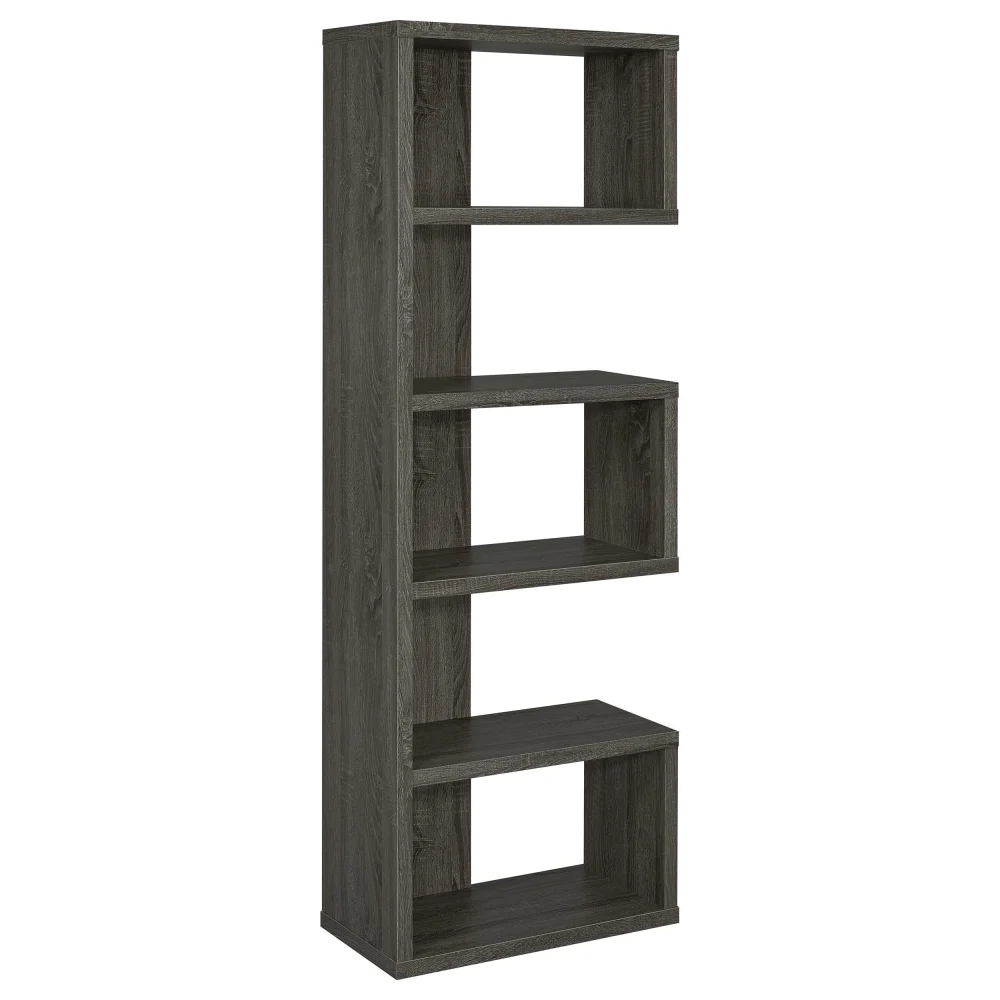 Joey 5-Tier Bookcase Weathered Grey Modern Storage Shelf for Home Office