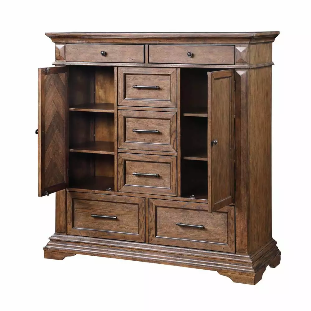 New Timeless Furniture Mar Vista Solid Wood 6-Drawer Door Chest in Brushed Walnut - Premium Bedroom Storage