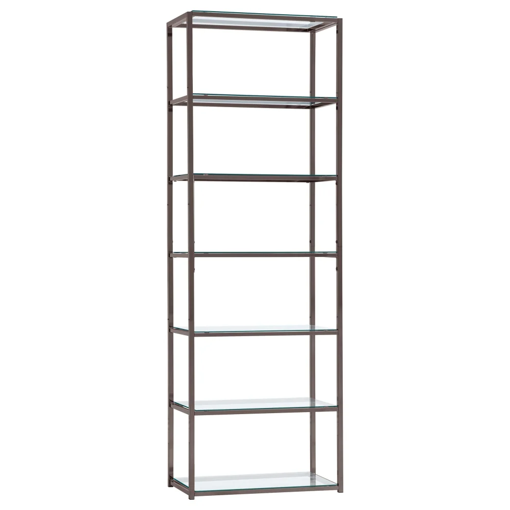 Kate 6-Shelf Bookcase Black Nickel Industrial Style Storage Unit