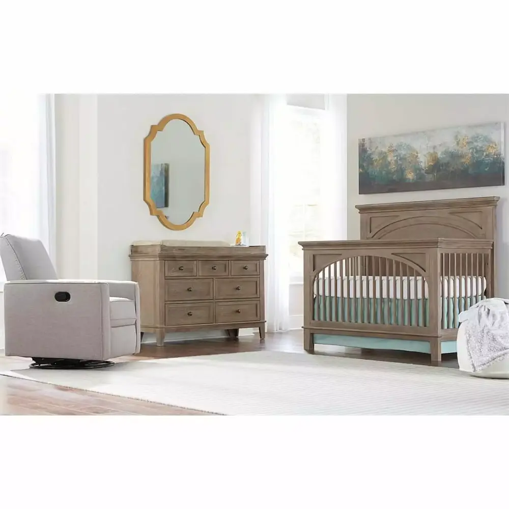 Westwood Design Leland 7-Drawer Traditional Wood Dresser in Sandwash Gray - Classic Bedroom Storage