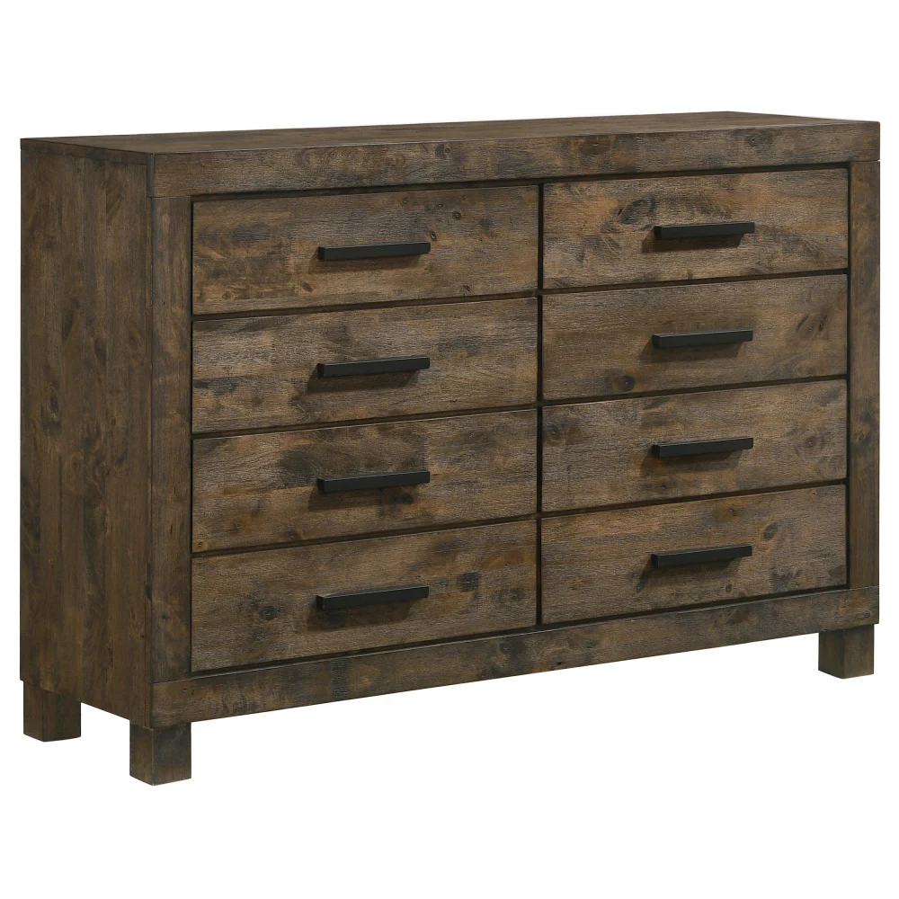 Woodmont 8-drawer Dresser Rustic Golden Brown - Vintage Bedroom Storage