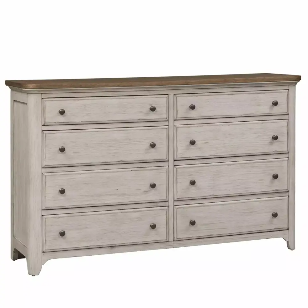 Farmhoutilize Reimagined White 8 Drawer Dresser - Modern Farmhouse Bedroom Storage