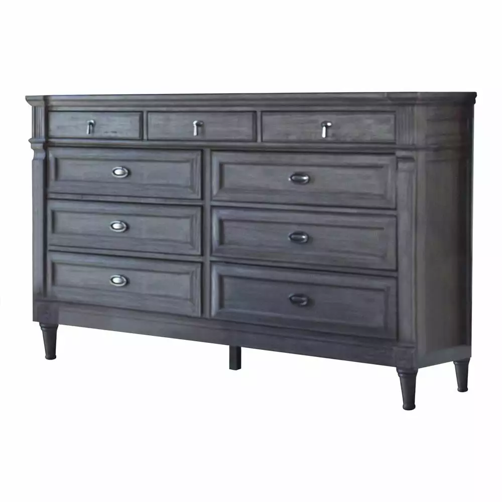 Alderwood 9-drawer Dresser in French Grey - Elegant Bedroom Storage