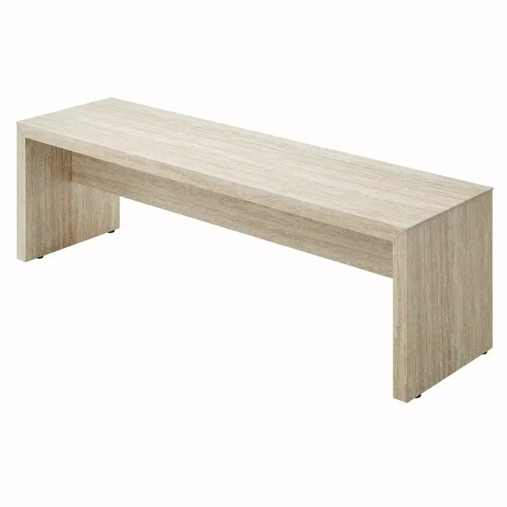 Accent Chair Bench Tan Wood for Living Room Lounge Cafe Lobby Hospitality Restaurant