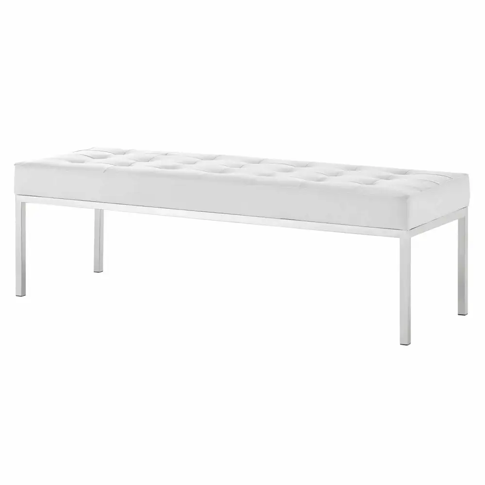 Contemporary Modern Urban Designer Living Room Lounge Club Lobby Accent Chair Bench White