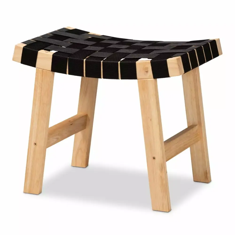Baxton Studio Nahla Rustic Mid-Century Modern Black and Oak Brown Wood Accent Bench