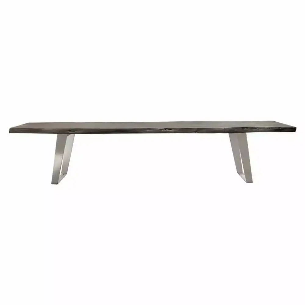 Diamond Sofa Titan Solid Acacia Wood Accent Bench with Silver Metal Inlay and Espresso Finish