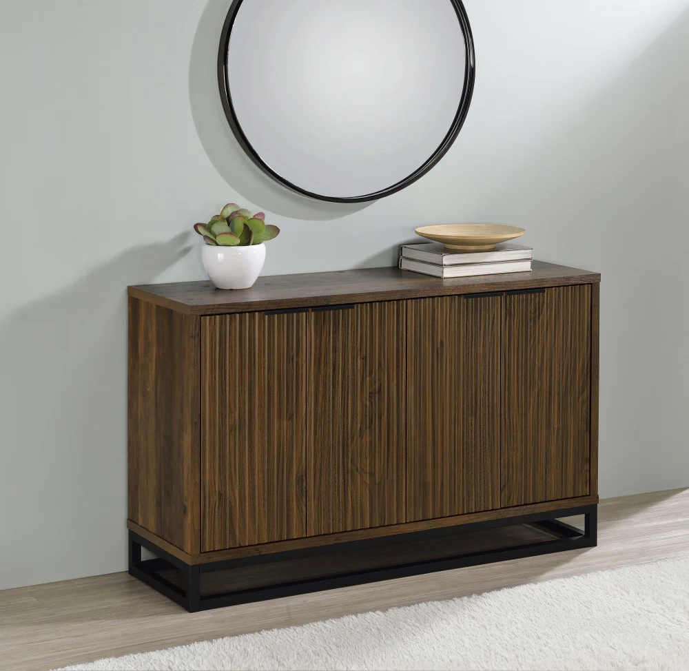 Ryatt 4-Door Engineered Wood Storage Cabinet in Dark Pine Finish