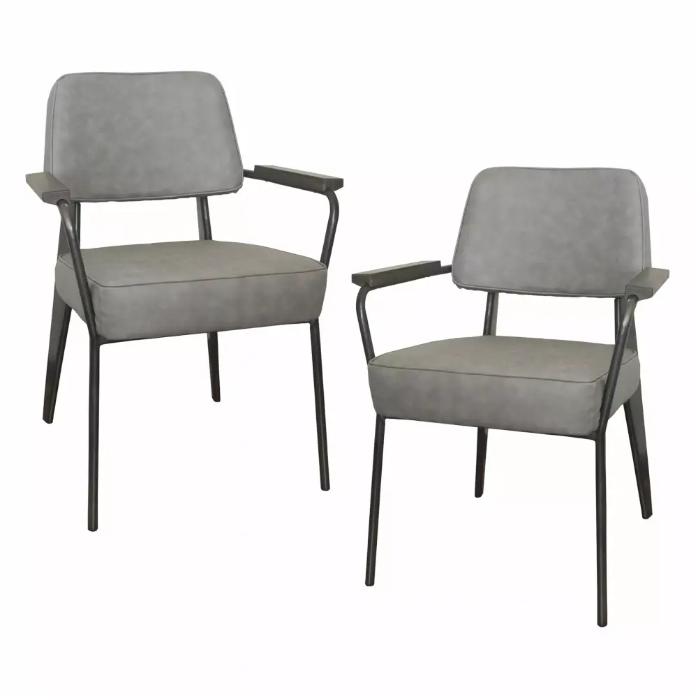 AmeriHome 2 Piece Gray Fauteuil Direction Accent Chair Set for Living Room