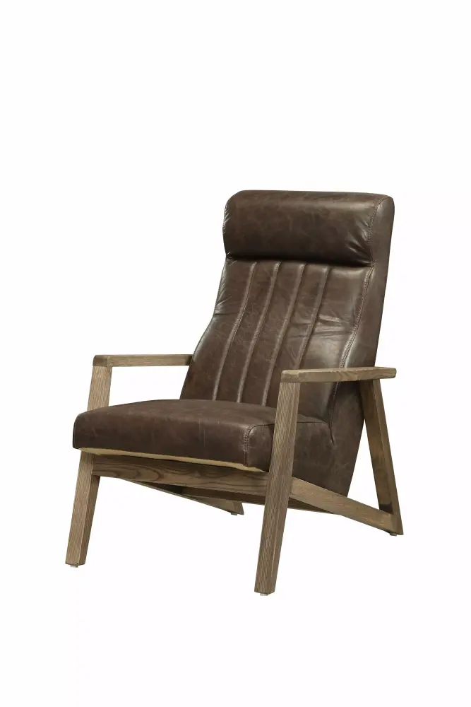 25 X 35 X 39 Distressed Chocolate Top Grain Leather Accent Chair