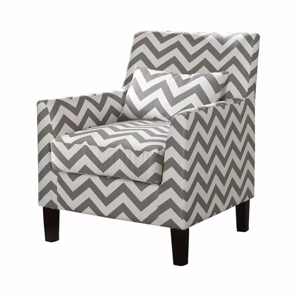 Best Master Cassidy Fabric Upholstered Accent Arm Chair in Gray and White