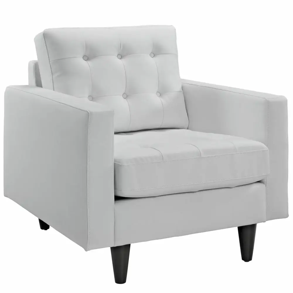 Armchair Accent Chair in White Leather for Living Lounge Cafe Lobby