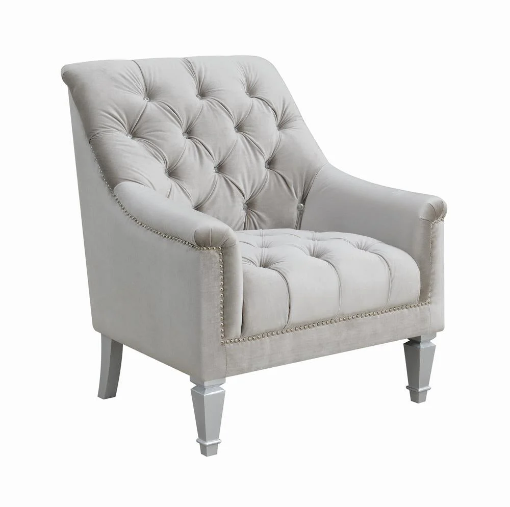 Avonlea Sloped Arm Tufted Chair Grey - Elegant Accent Chair for Home Decor