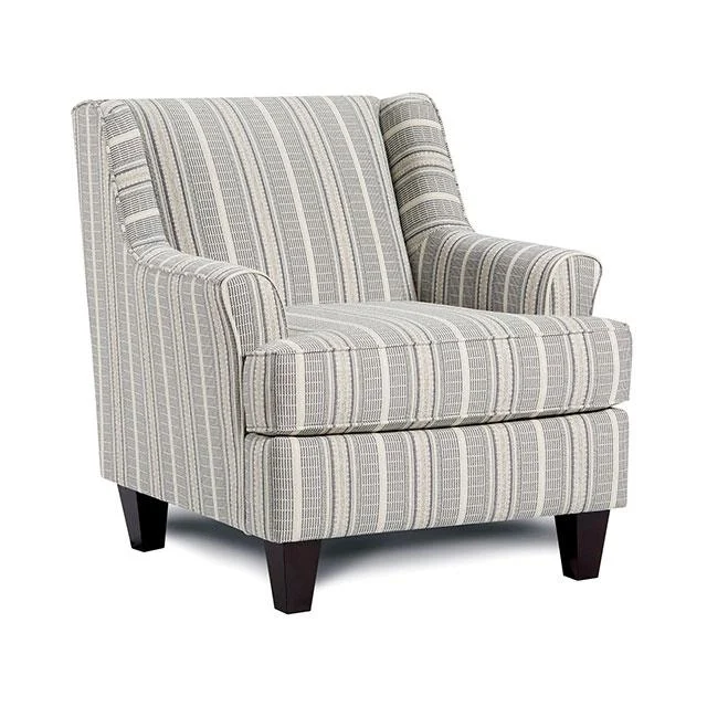 PORTHCAWL Stripe Accent Chair - Modern Upholstered Armchair for Living Room or Bedroom