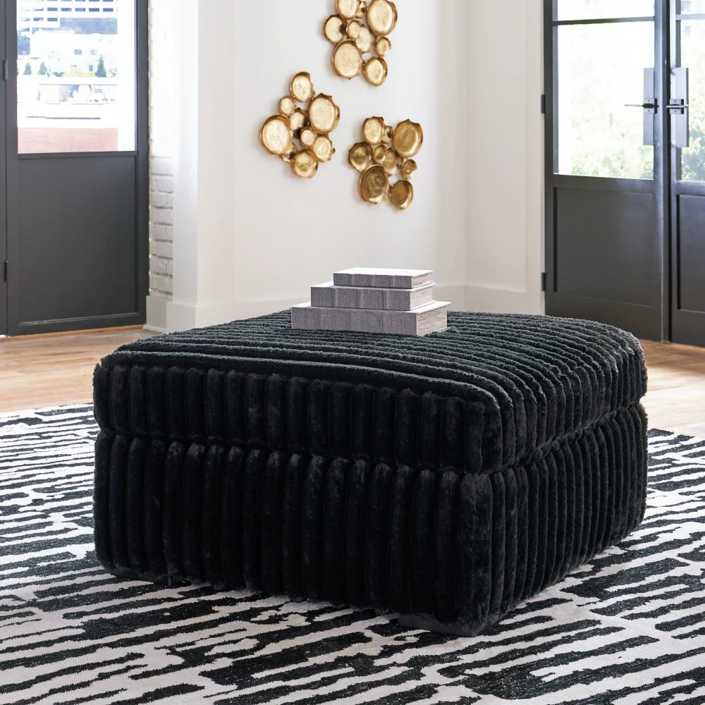 Midnight-Madness Oversized Accent Ottoman Large Footrest Pouf
