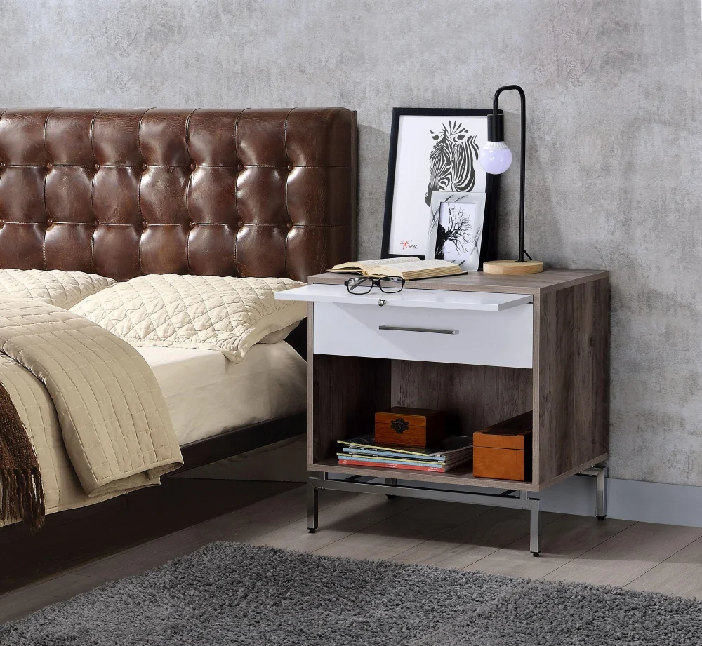 Cistus Weathered Gray Oak Accent Table with White Finish