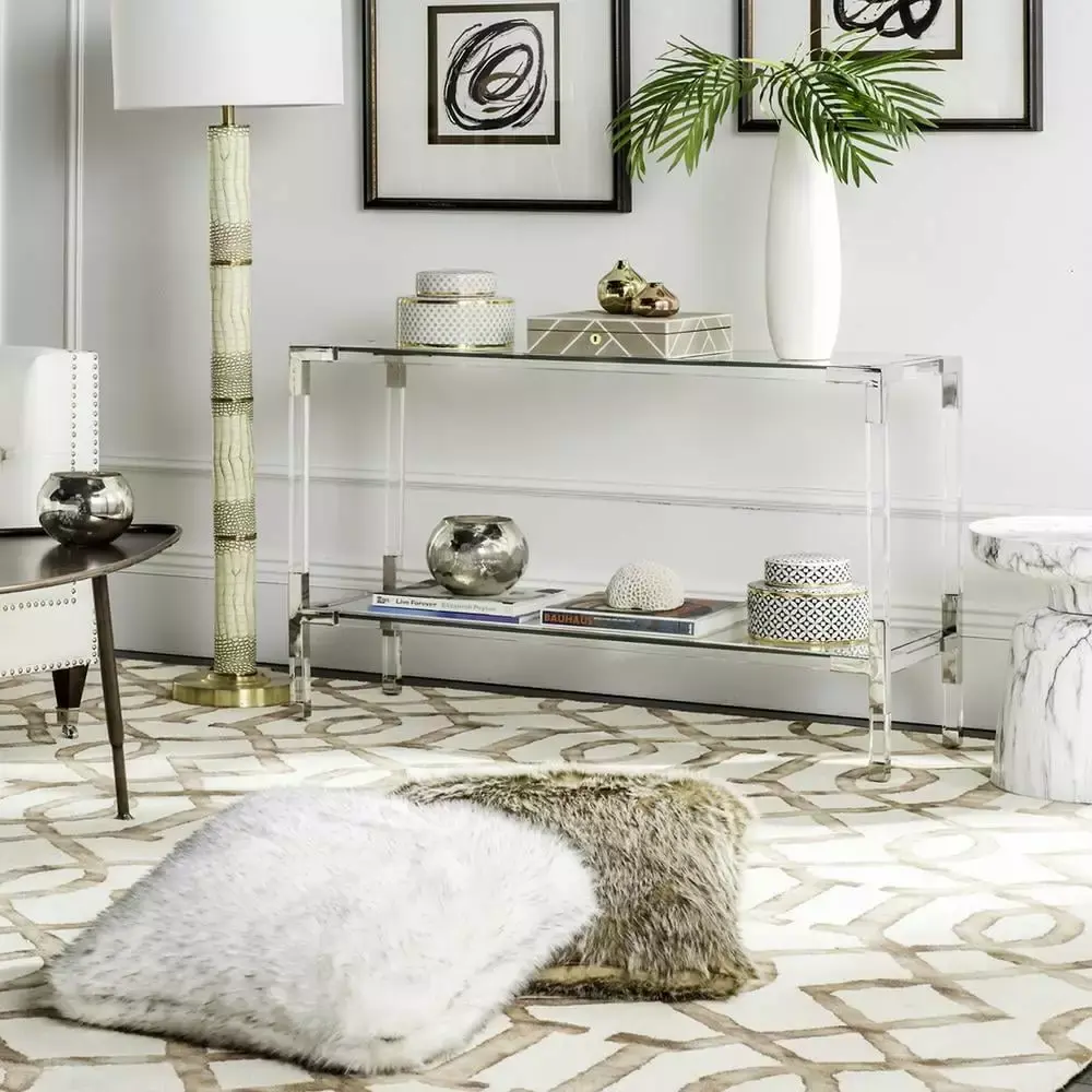 Safavieh Arverne Acrylic Console - Modern Clear Entryway Table with Metal Frame