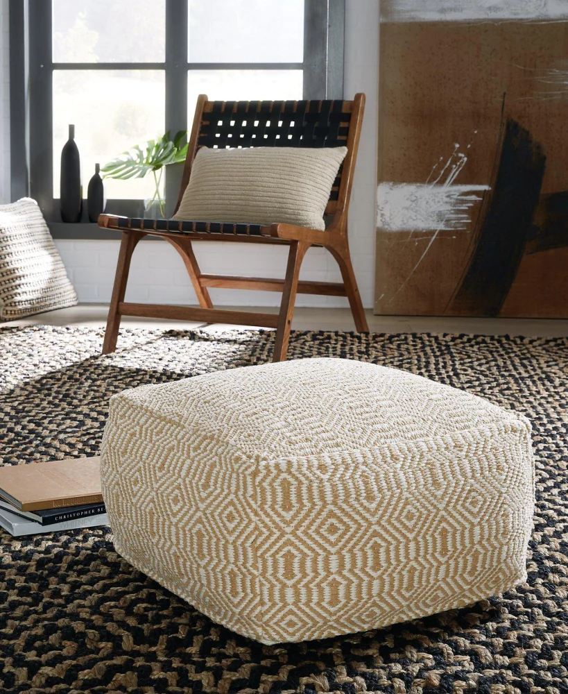 Adamont Pouf Round Footstool with Soft Cushion for Living Room