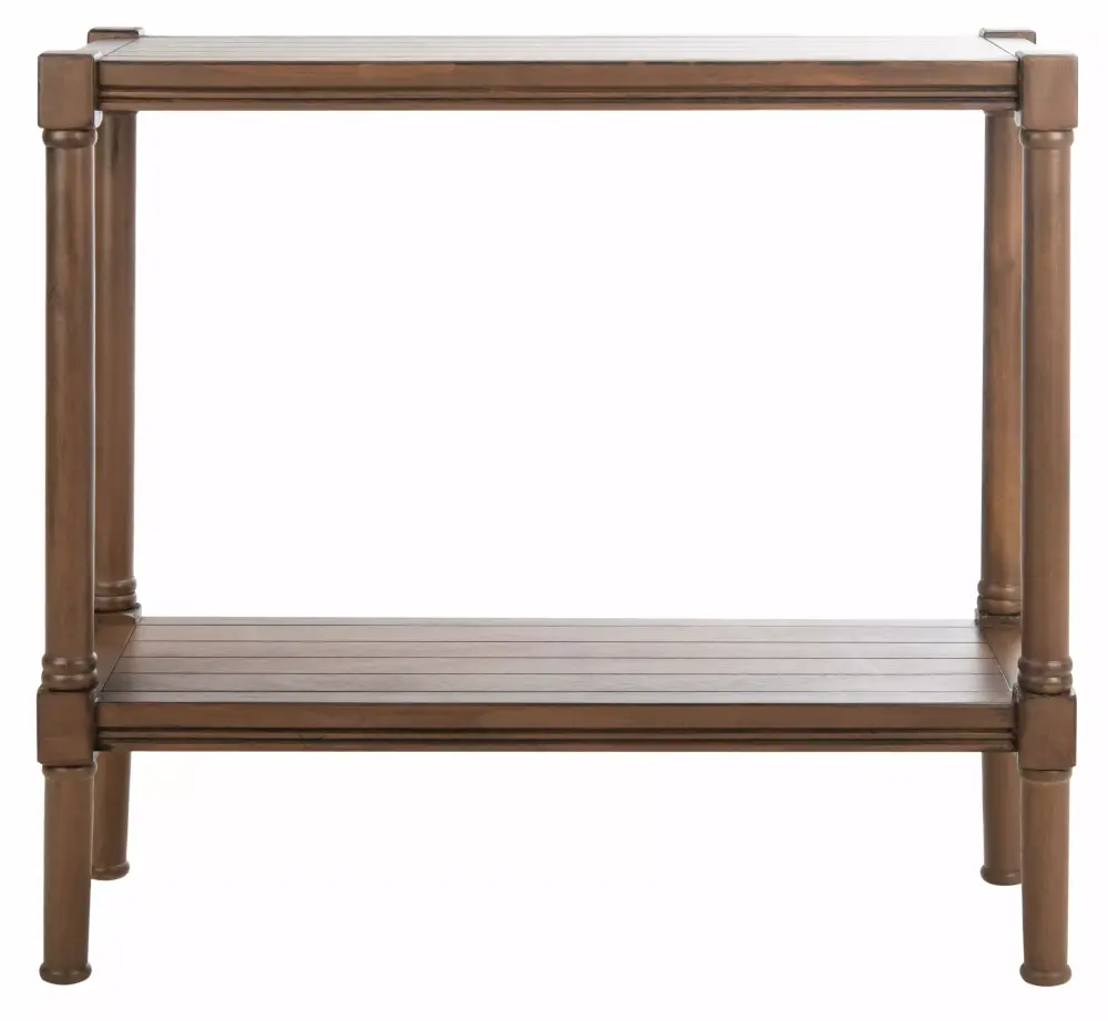 SAFAVIEH Rafiki Amish Brown Wood Console Table with Shelf 31.5 in W x 11.8 in D x 29.5 in H