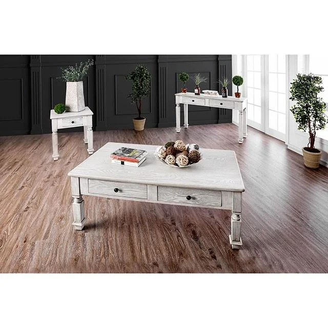 Joliet Antique White Coffee Table - Vintage Living Room Decor