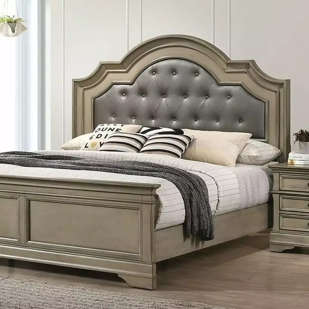 Antique Warm Gray Solid Wood Queen Bedroom Set 5-Piece by Lasthenia