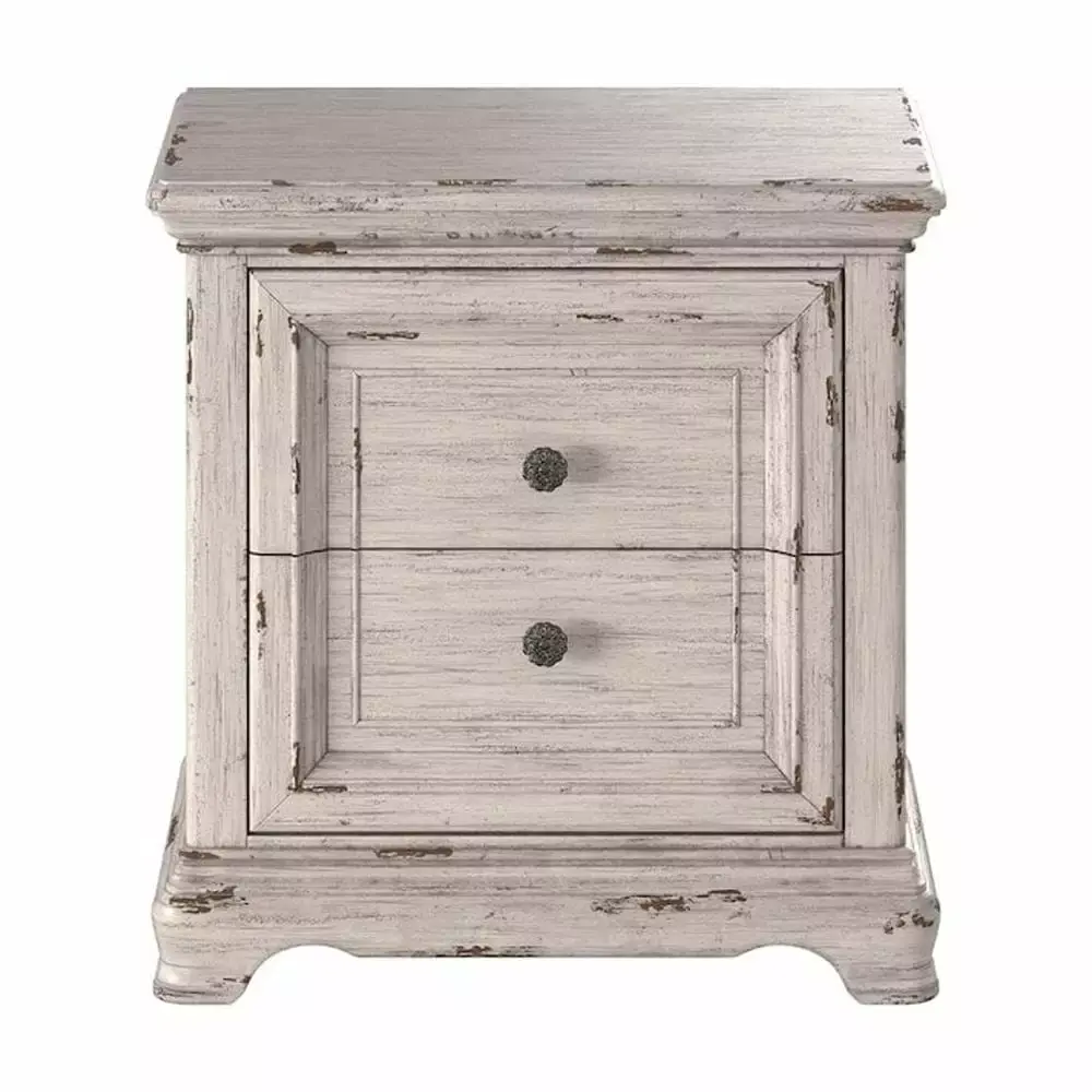 American Woodcrafters Supplynce Antique White Wood Two Drawer Nightstand