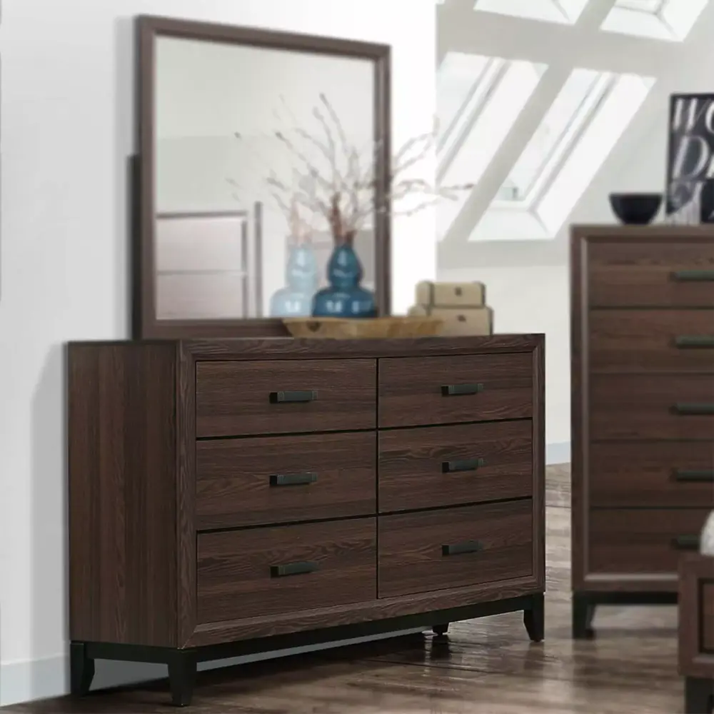 Tristatus Apartment Furnishings Athens Dresser in Brown & Black - Compact 37 x 59 x 17 in. Dresser