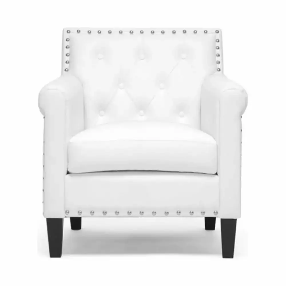 Baxton Studio Thalassa White Modern Arm Chair for Home Office