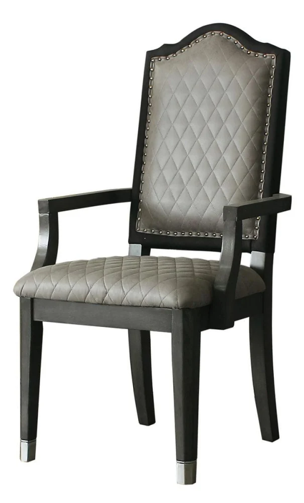 Acme Furniture House Beatrice Arm Chair Set of 2 Charcoal Dining Chairs