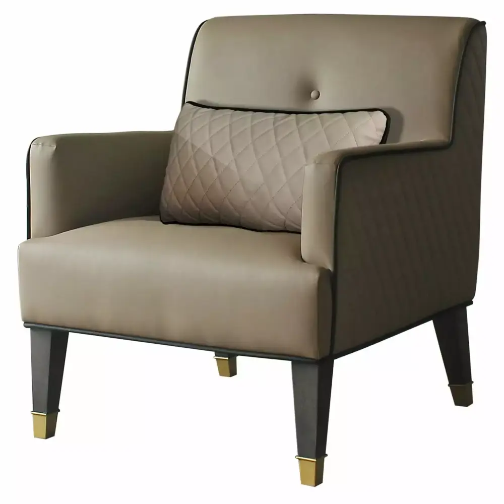 ACME Houtilize Beatrice Recessed Arm Accent Chair in Tan and Charcoal