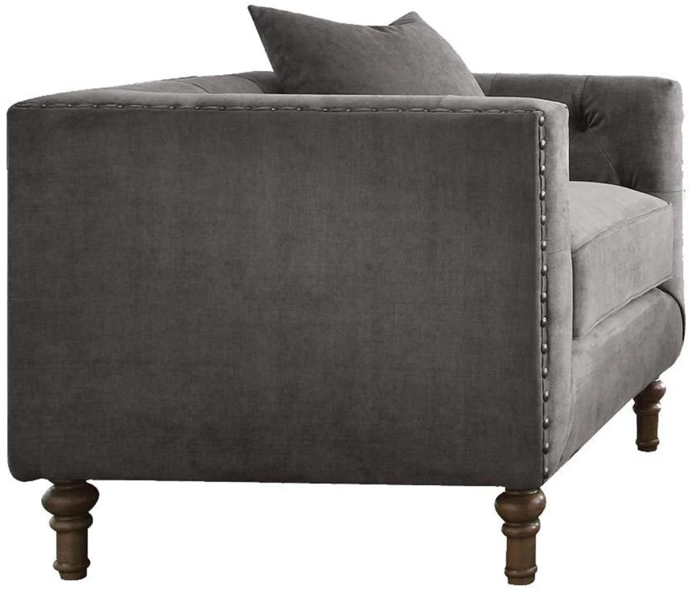 Acme Furniture Sidonia Arm Chair in Gray Velvet - Luxurious Lounge Chair for Living Room