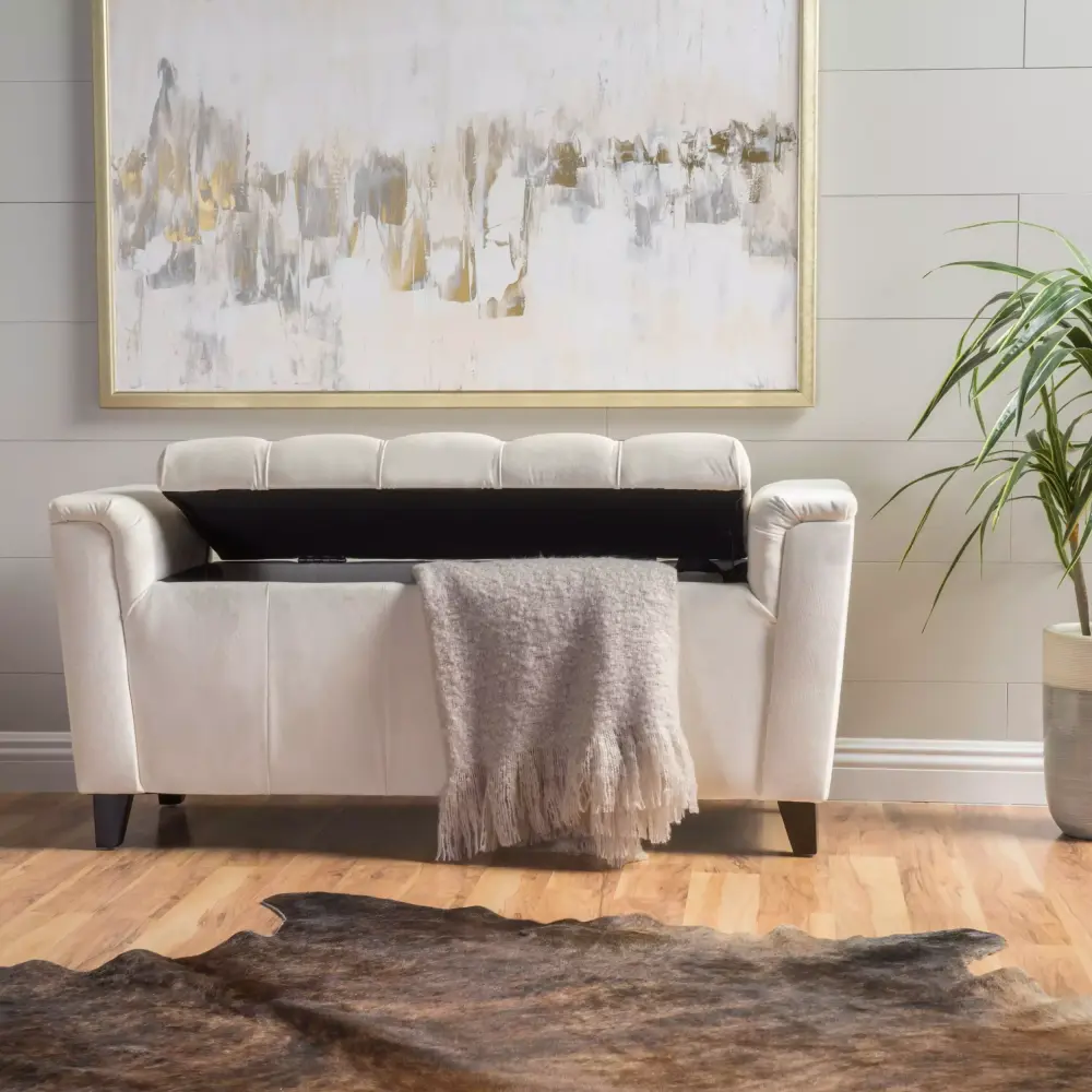 ALDEN ARMED STORAGE BENCH - Entryway Bench with Arms and Storage Compartment
