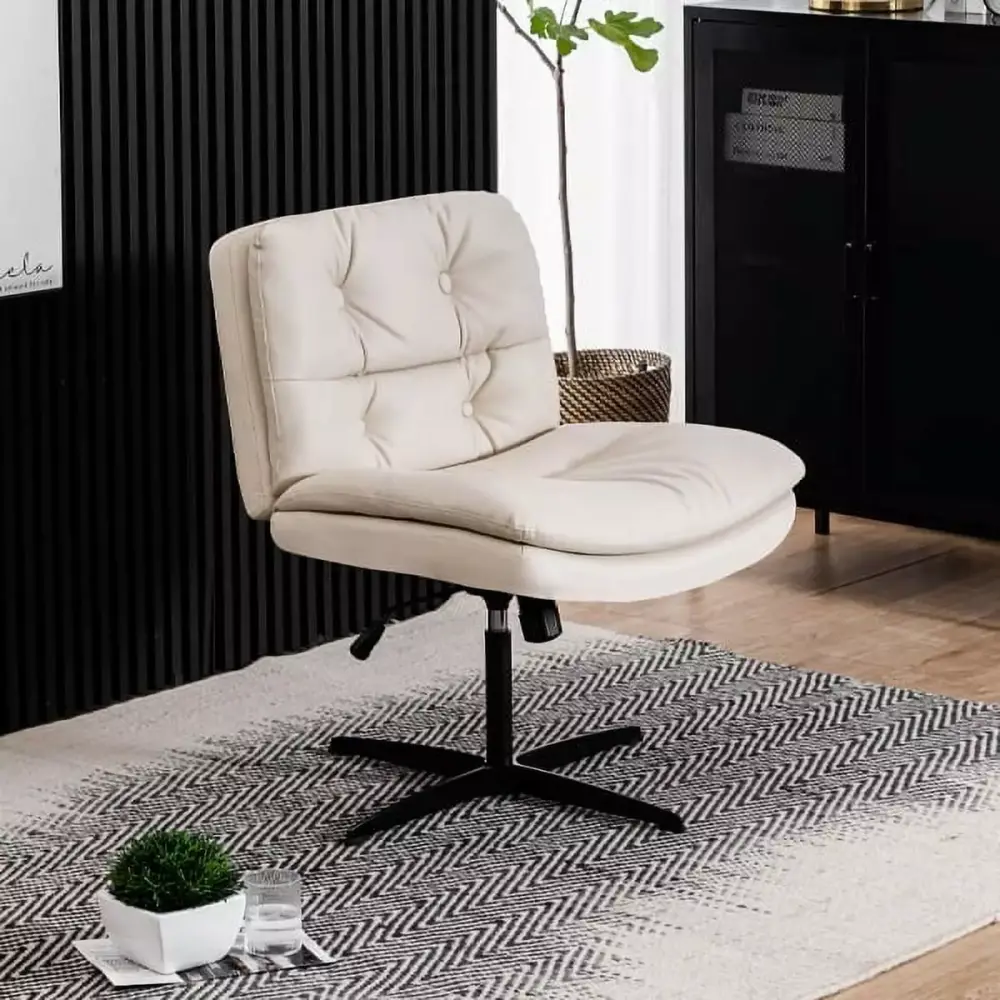 Large Size Armless Home Office Desk Chair Vanity Chair No Wheels for Minimalist Decor