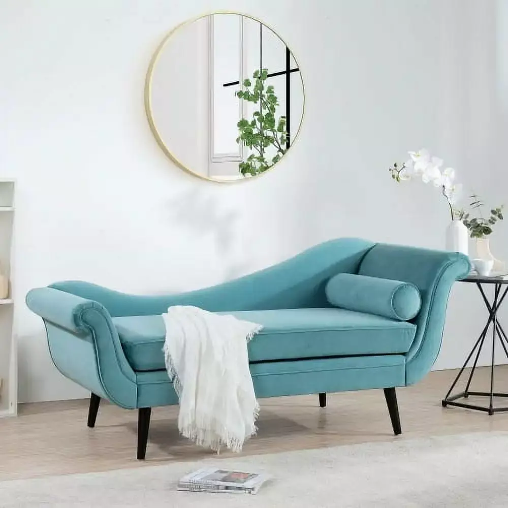 Adrinfly Chaise Lounge with Scroll Arms Elegant Indoor Lounge Chair for Living Room
