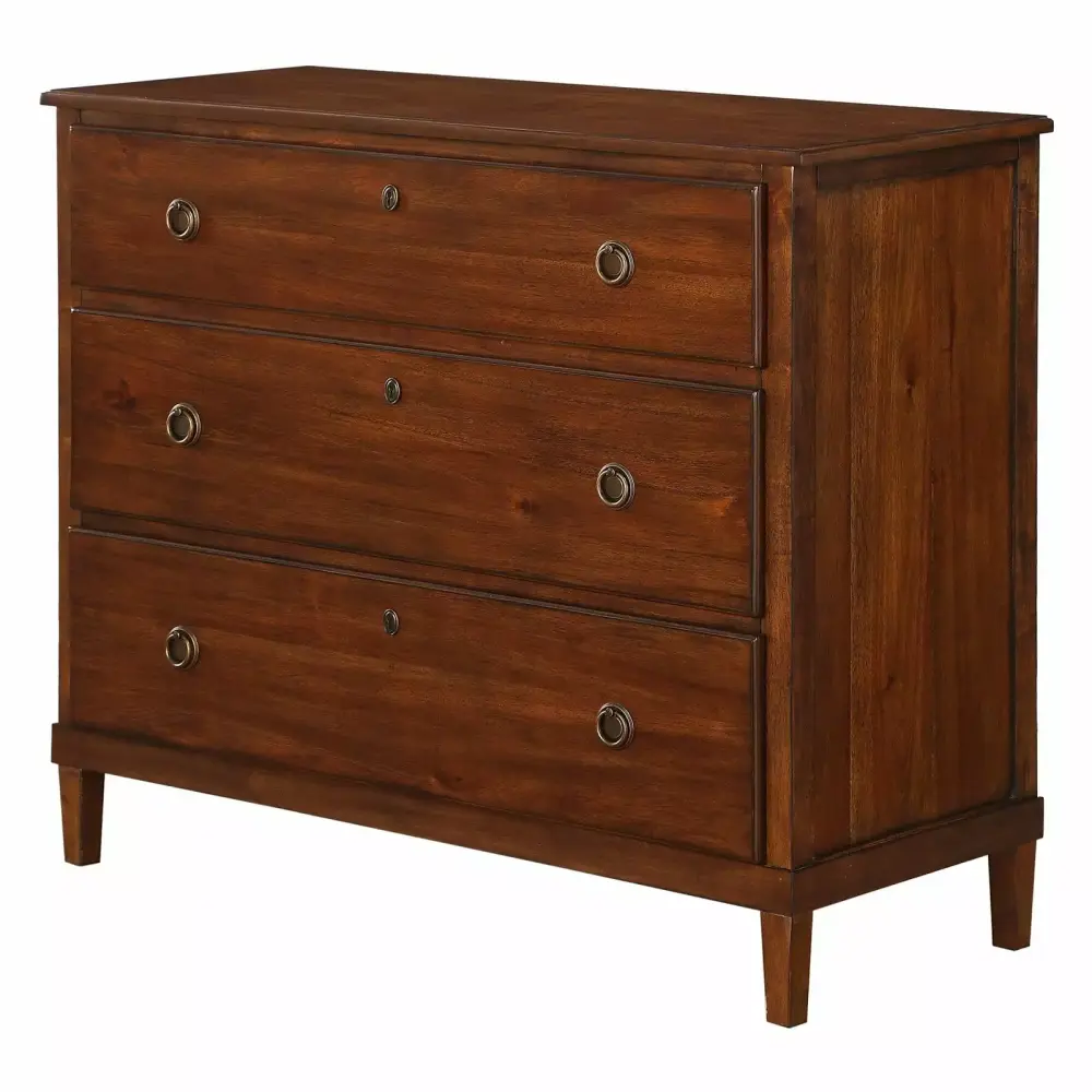 Ease Pointe Cambridge 3 Drawer Wood Bachelors Chest in Cherry - Compact Bedroom Furniture