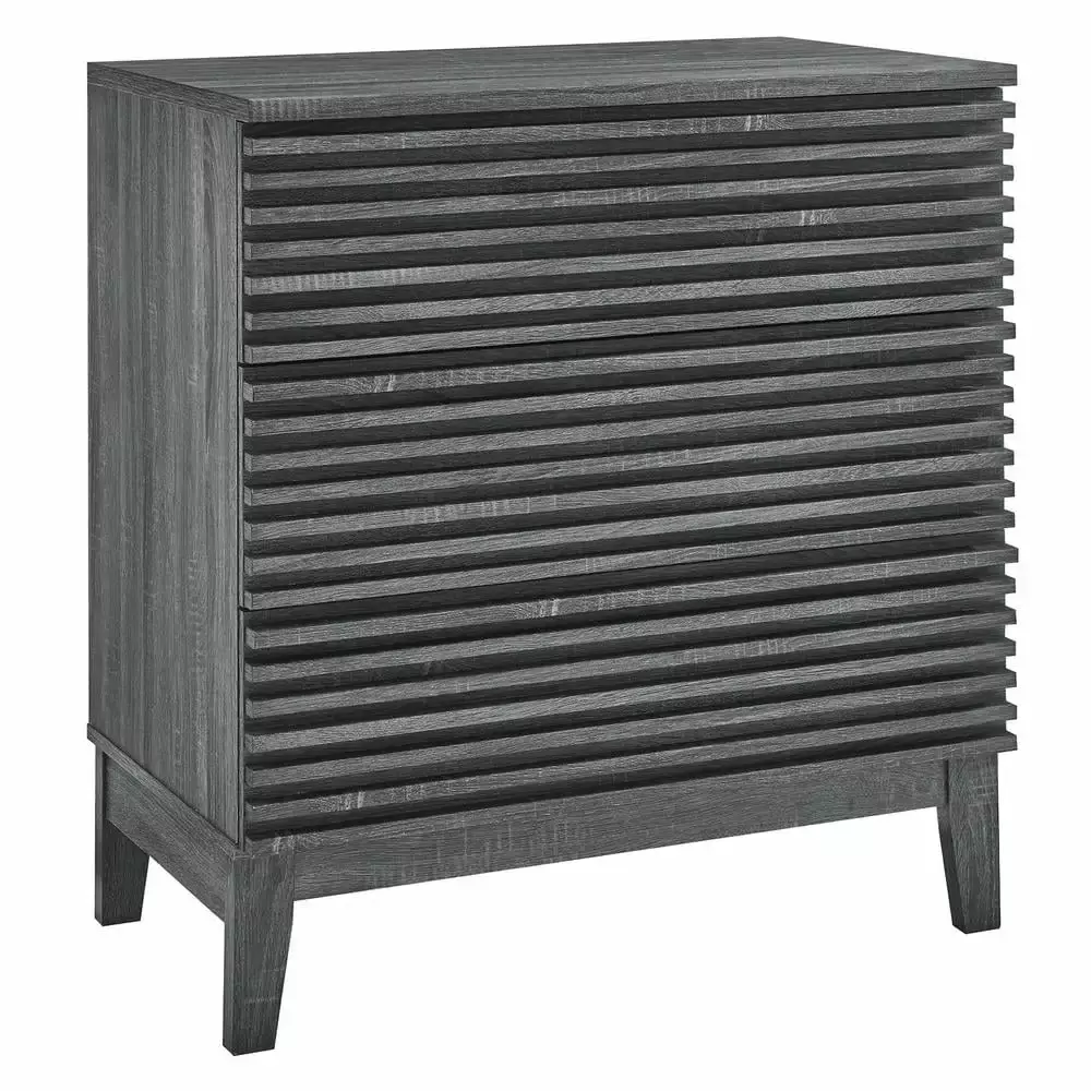 Modway Render 3-Drawer Modern Particleboard Wood Bachelors Chest in Charcoal
