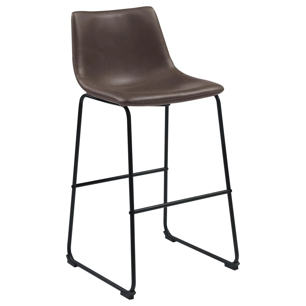 Michelle Armless Bar Stools Two Tone Brown and Black Set of 2 Backless Counter Stools