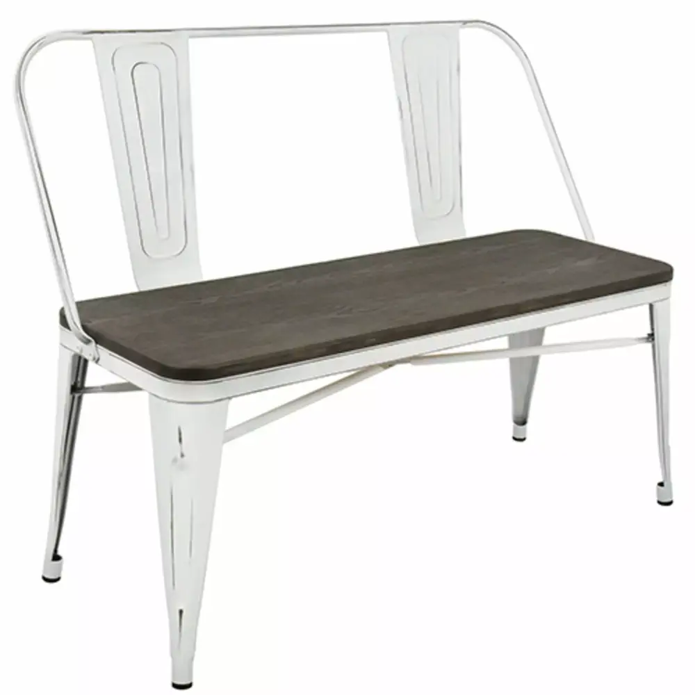 Contemporary Home Living 42 Espresso Bamboo Seat with White Stand Bench for Living Room Bedroom