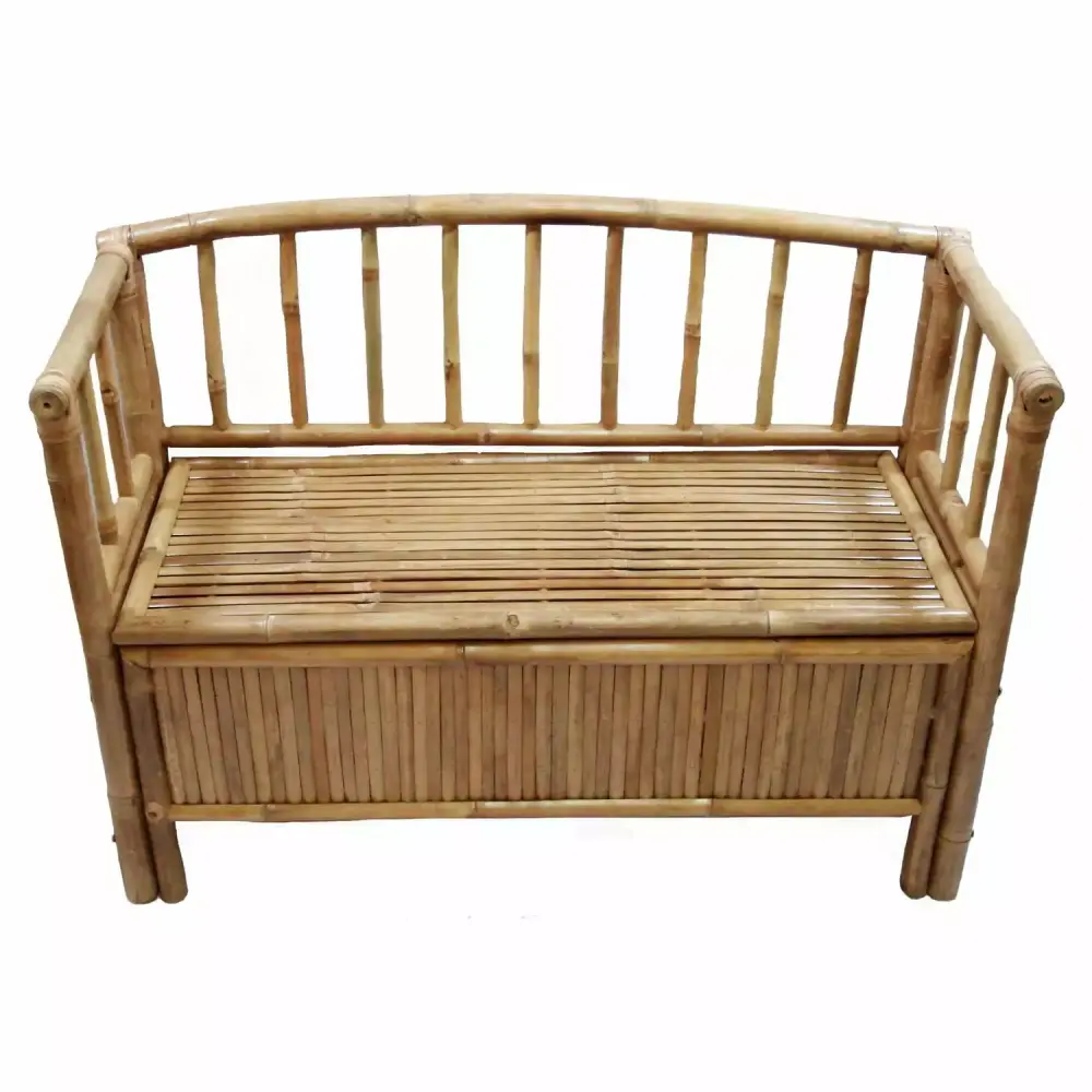 Bamboo Storage Bench with Seat and Hidden Compartment