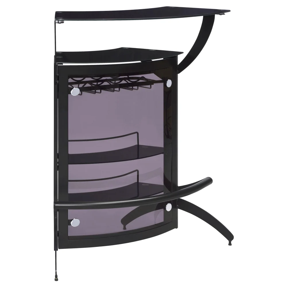 Dallas 2-shelf Home Bar Smoked and Black Glass Modern Bar Furniture