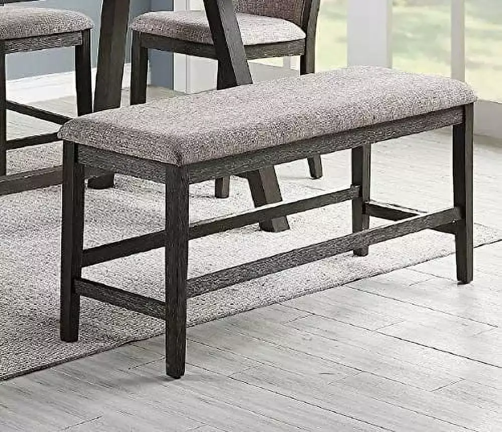 Modern Counter Height Bench with Plush Upholstered Seat Cushion and Rubber Wood - Stylish Kitchen or Bar Seating